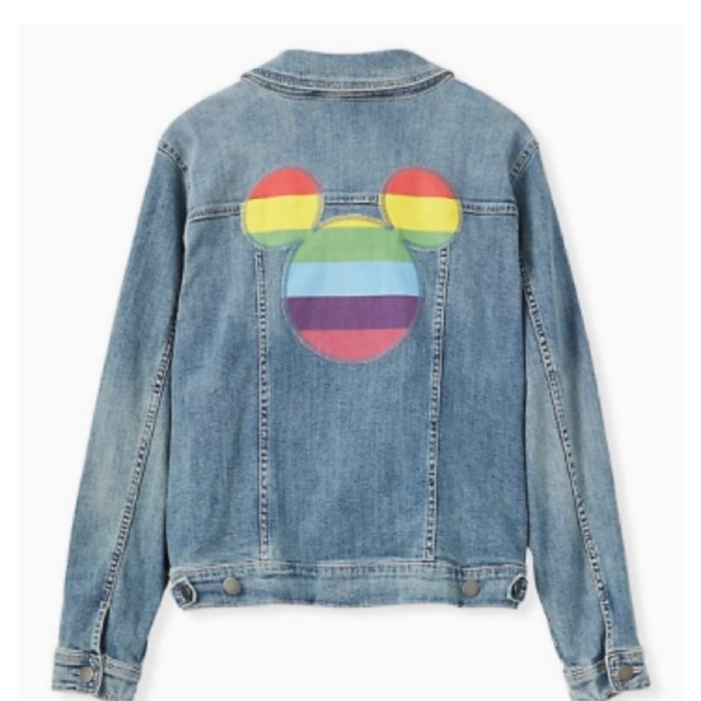 Torrid Mickey Mouse Disney denim rainbow jacket size 2